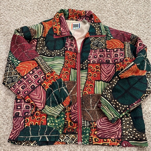 evr Jackets & Blazers - VTG 80’s EVR By ROUSSO APPAREL AOP 100% oversized Silk Jacket size small